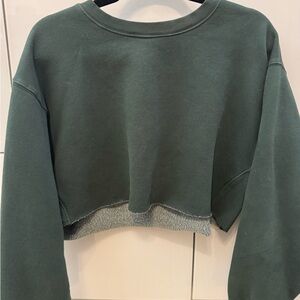 Aritzia TNA cropped crewneck sweatshirt in green